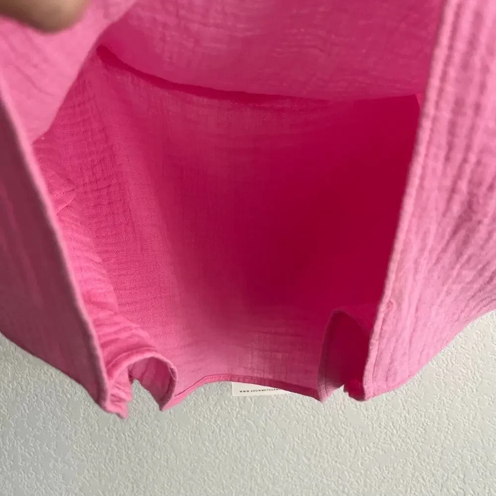 Show Me Your MuMu Pink Linen Tara Crop Top NWT - Picture 2 of 5